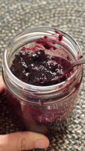 date-sweetened blueberry jam in jar